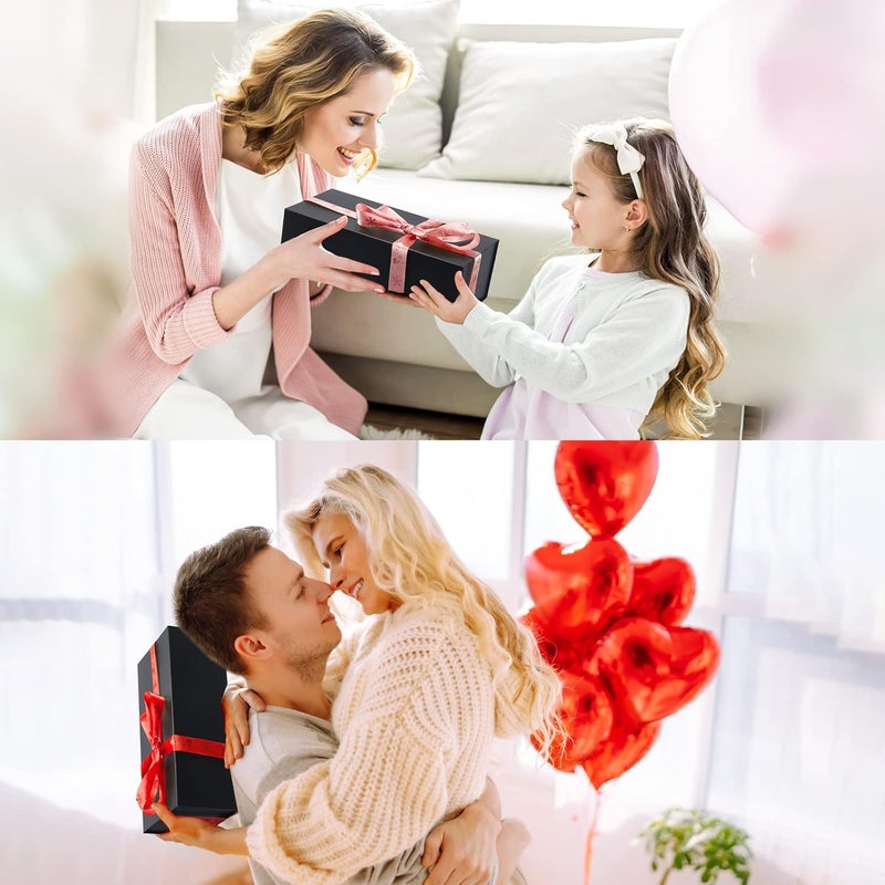 Ditwis 4 Pack 12x6x4 Inches Gift Boxes with Magnetic Closure Lids, Black Magnetic Box for Wedding, Groomsmen Bridesmaid Proposal, Birthdays, Mother's Day - Image 2